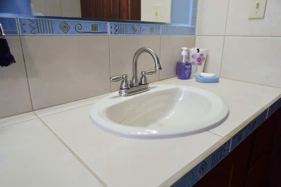Tiled bathroom countertop