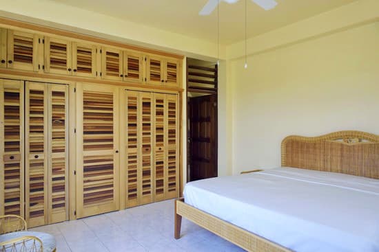 Bedroom with tropical hardwood wardrobe