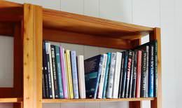 Custom-made tropical hardwood bookshelf