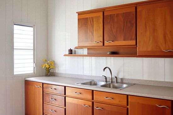 Kitchen with mahogany cabinets